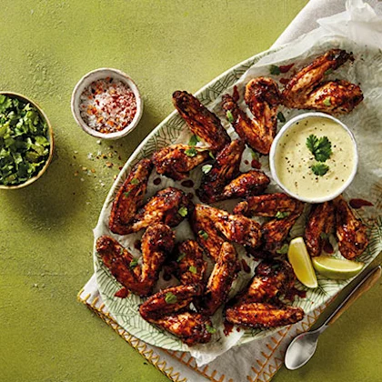 Sticky Wings with Creamed Corn