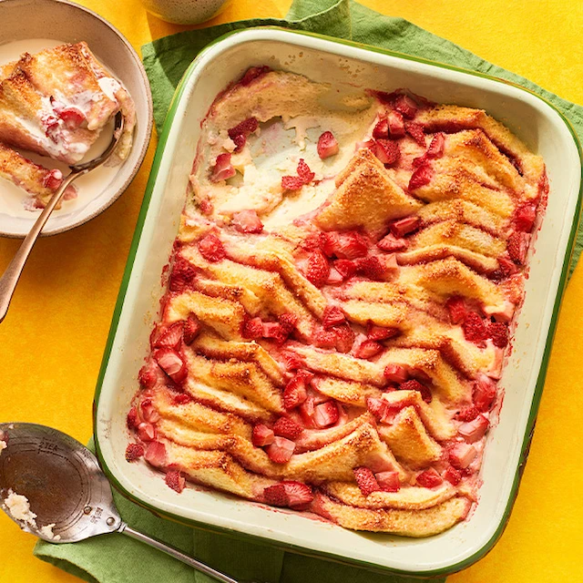 Strawberries & Cream Bread & Butter Pudding