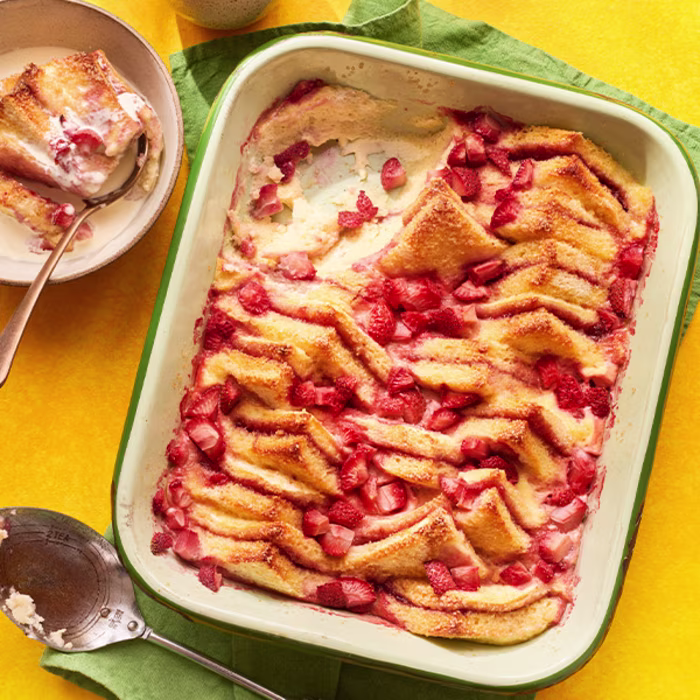 Strawberries & Cream Bread & Butter Pudding