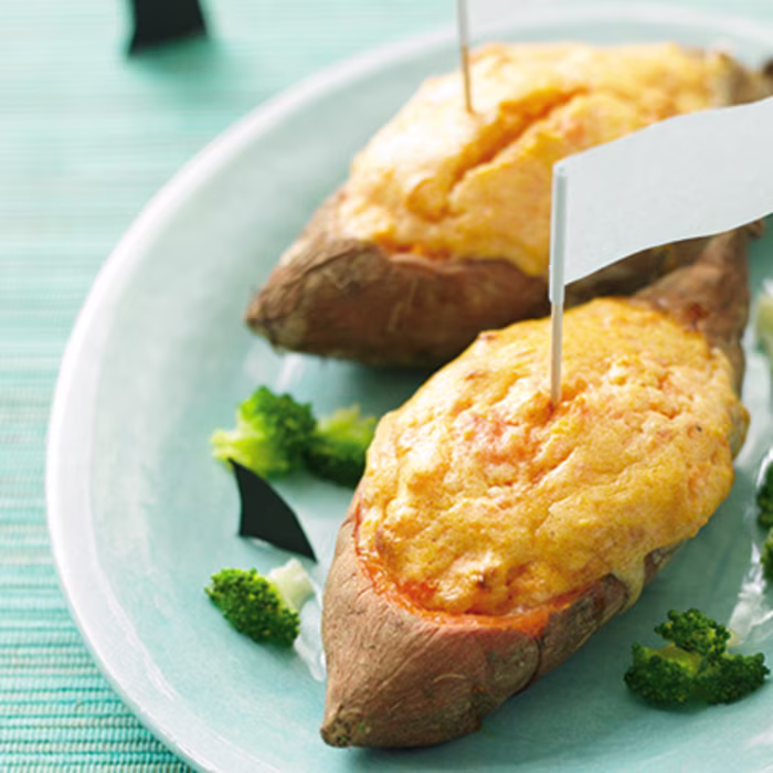 Sweet Potato Boats with Fluffy Tops