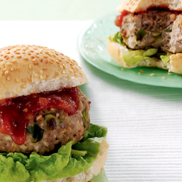 Pork Leek and Apple Burgers