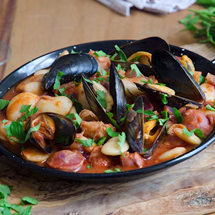 Mussels with Chorizo and Beans