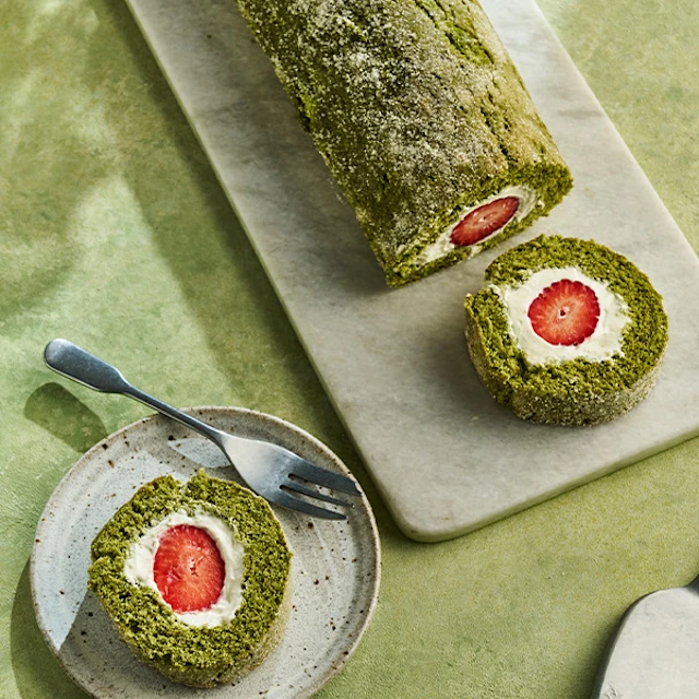 Strawberry and Matcha Roulade