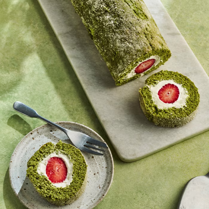 Strawberry and Matcha Roulade