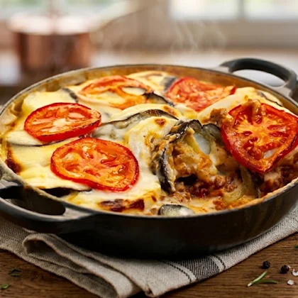 Aubergine and Mince Bake