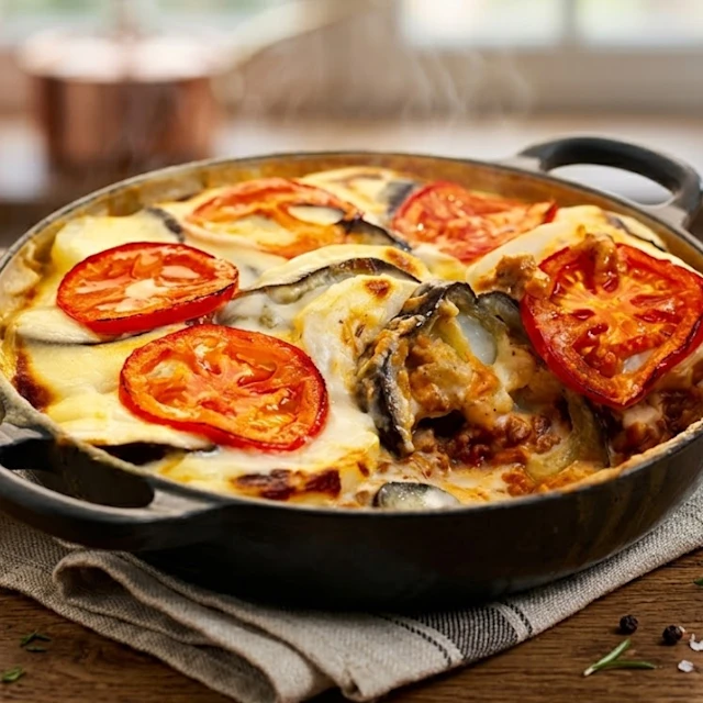 Aubergine and Mince Bake