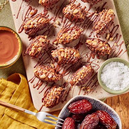 chocolate and nut covered snickers dates