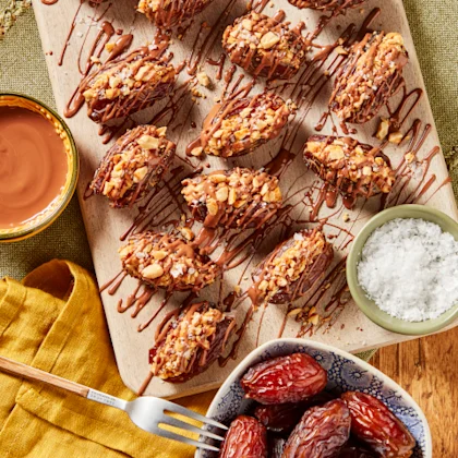 chocolate and nut covered snickers dates