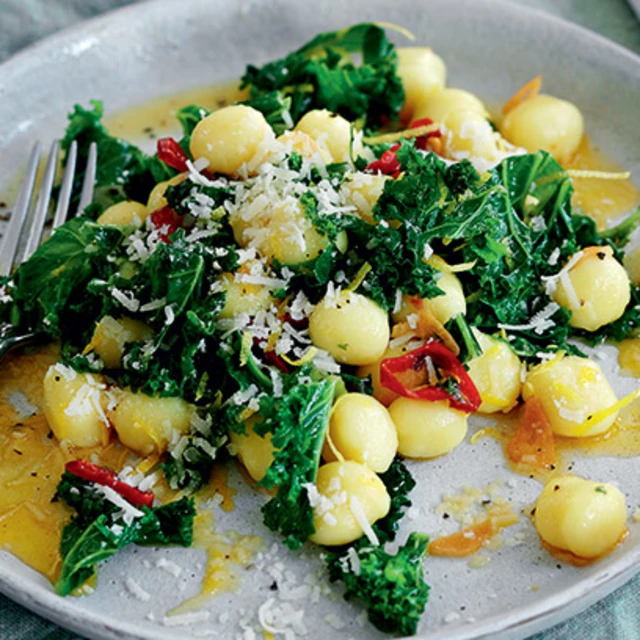 Gnocchi with Kale, Lemon and Garlic Oil