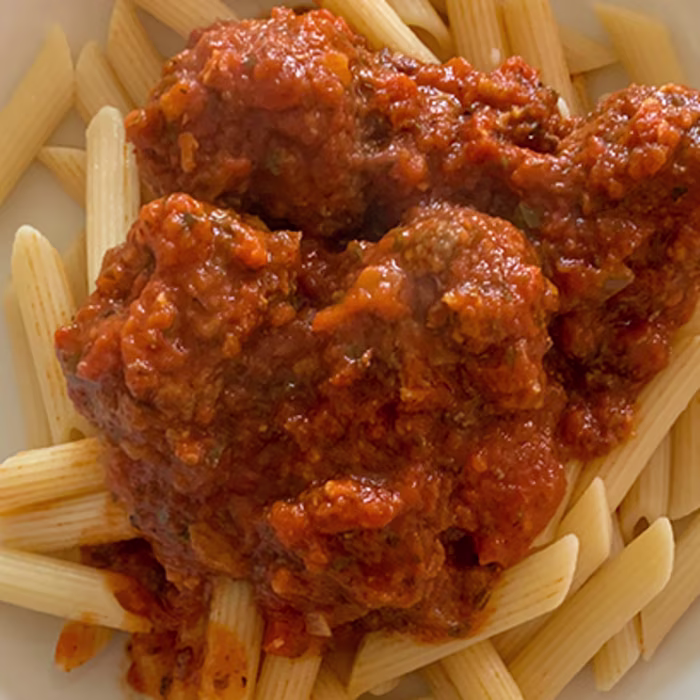 Veggieballs with Pasta and Tomato Sauce