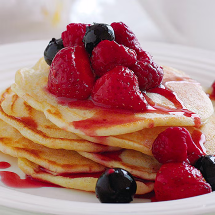 Buttermilk Pancakes with Red Fruits