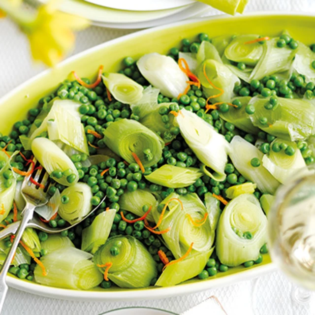 Sautéed Leeks with Petits Pois and Orange