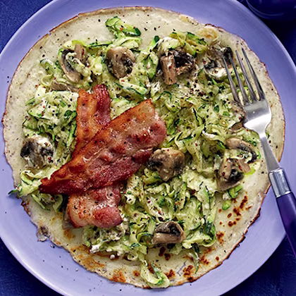 Courgette, Mushroom and Bacon Pancakes