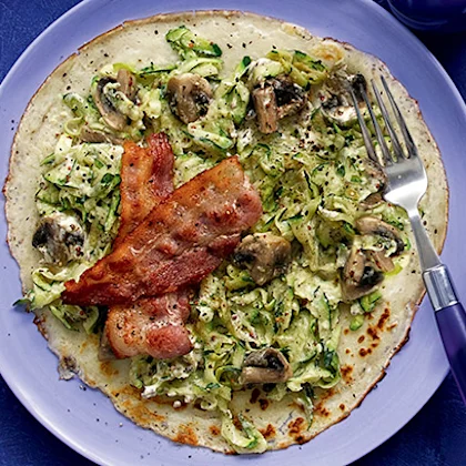 Courgette, Mushroom and Bacon Pancakes
