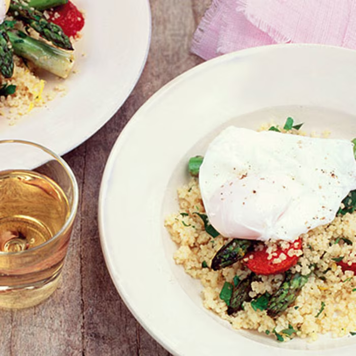 Warm Asparagus, Chorizo and Poached Egg Salad
