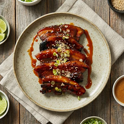 Sticky Lime and Miso Pork Belly Strips