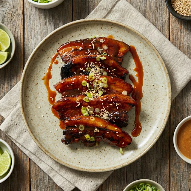 Sticky Lime and Miso Pork Belly Strips