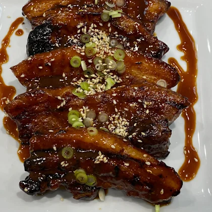 Sticky Lime and Miso Pork Belly Strips