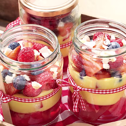Berry and Coconut Trifles in a Jar