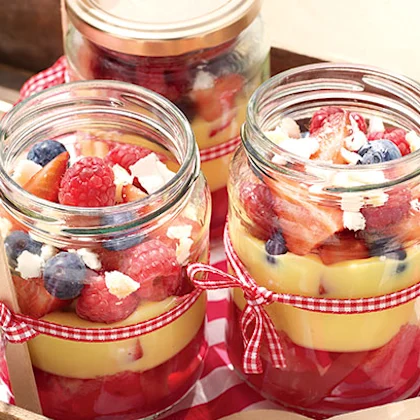 Berry and Coconut Trifles in a Jar