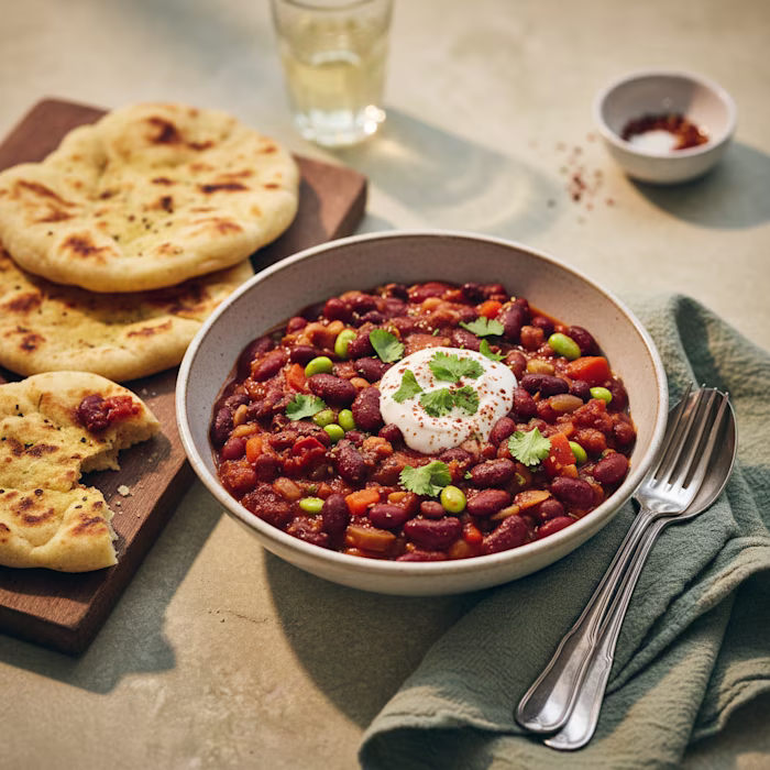 Mixed Bean Chilli and Flatbreads