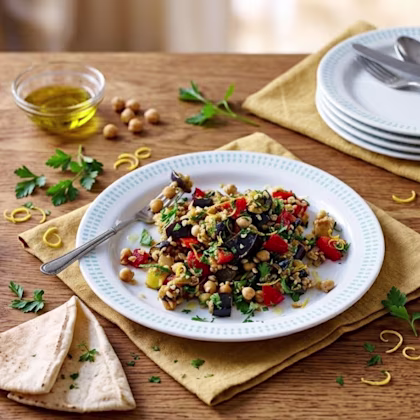 Aubergine and Chickpea Salad