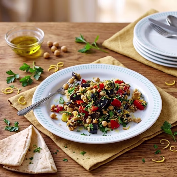 Aubergine and Chickpea Salad