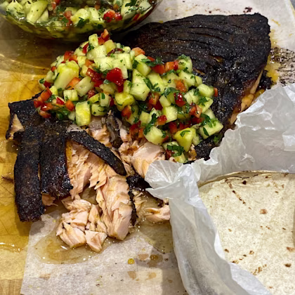 Mexican Roast Salmon with Sticky Tequila & Lime Glaze