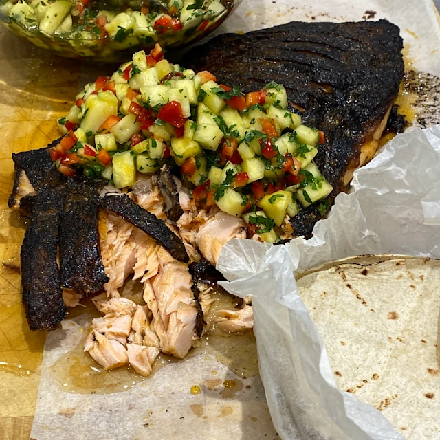 Mexican Roast Salmon with Sticky Tequila & Lime Glaze