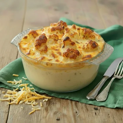 Cauliflower Cheese in dish