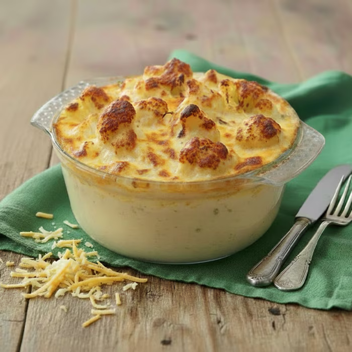 Cauliflower Cheese in dish