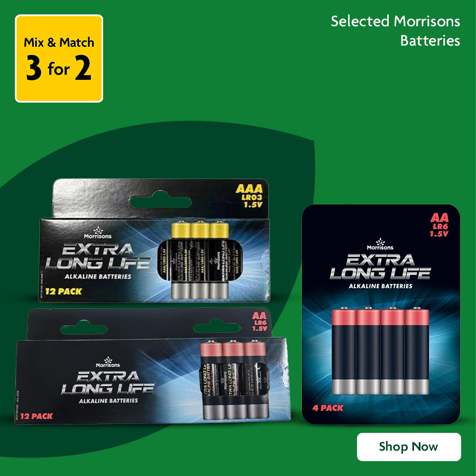 3 for 2 on Selected Morrisons Batteries