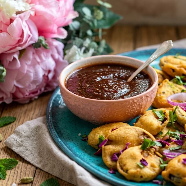 tamrind chutney with fritters