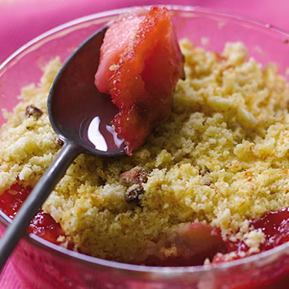 Rhubarb Crumble with a Crunchy Topping