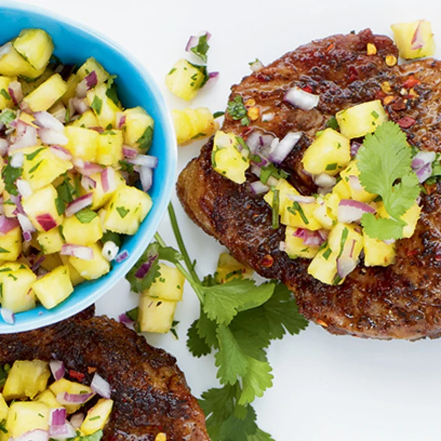 Jerk Pork Chops with Pineapple Salsa