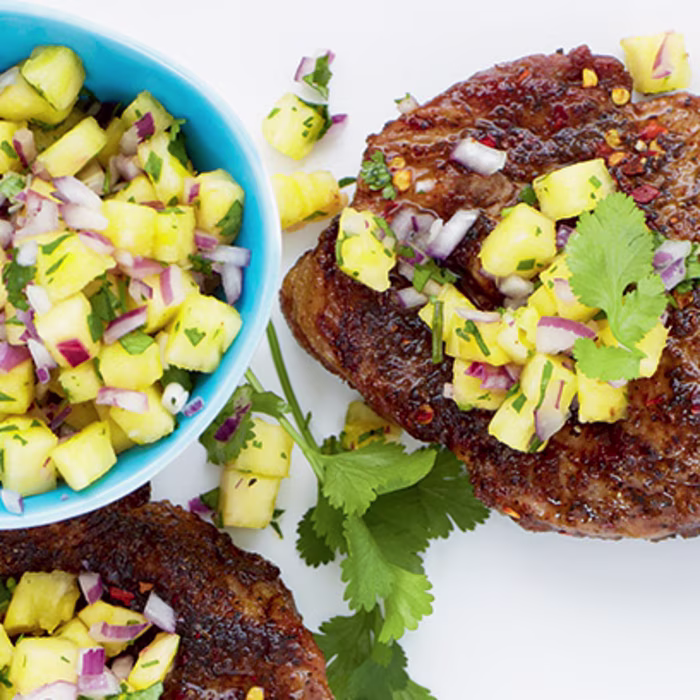 Jerk Pork Chops with Pineapple Salsa
