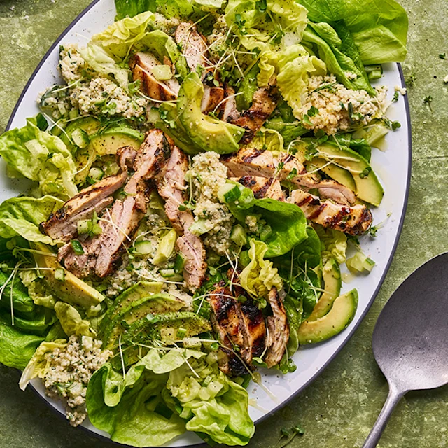 Chicken, Avocado, Quinoa Salad with Green Goddess Buttermilk Dressing