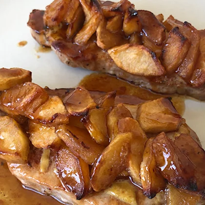 Caramelised, Apple-glazed Pork Loin Steaks
