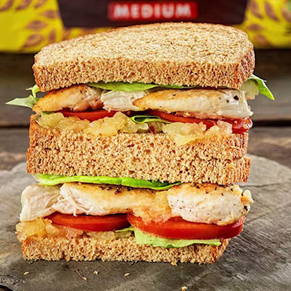 Chicken and Spicy Pineapple Jam Club Sandwich