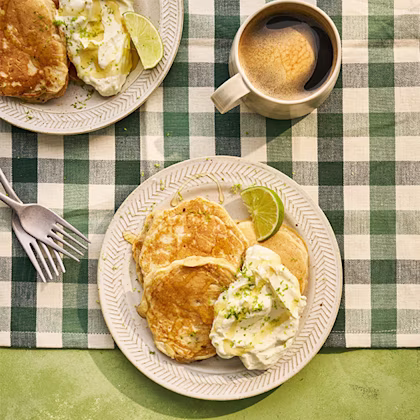 Grated Apple Brunch Pancakes with Lime and Brown Sugar Yogurt