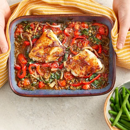 Harissa Cod Tray Bake