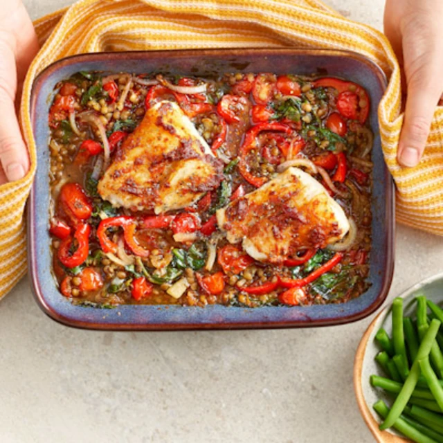 Harissa Cod Tray Bake