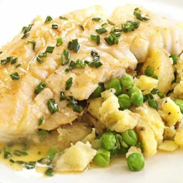 Smoked Haddock with Chive, Pea and Potato Crush