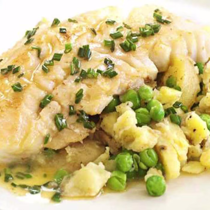 Smoked Haddock with Chive, Pea and Potato Crush