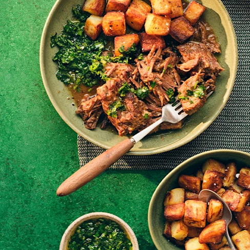 Slow-Cooked Beef Brisket with Chimichurri