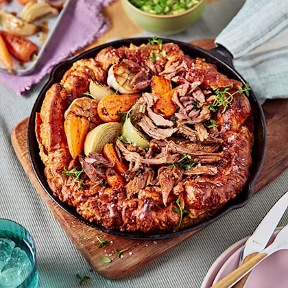 loaded lamb and veg giant yorkshire pudding