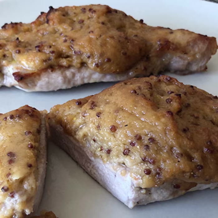 Pork Loin Steaks with Rarebit Glaze