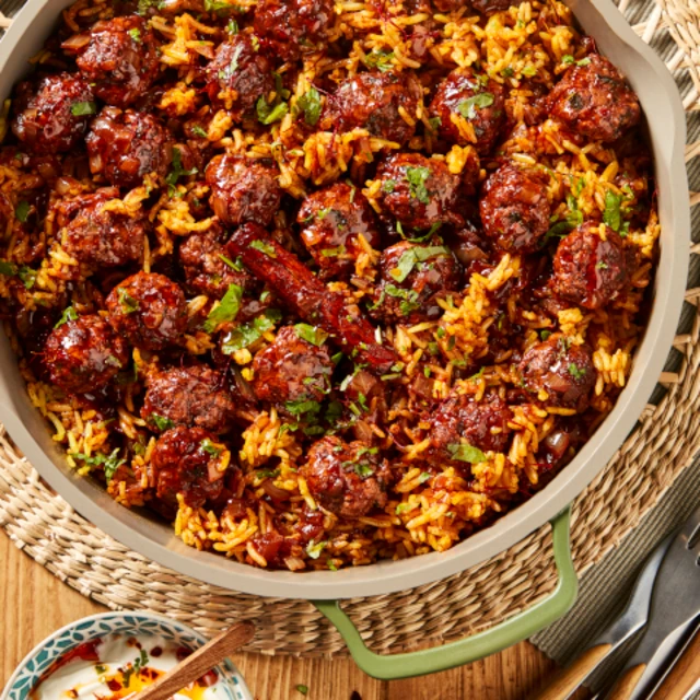 meatball biryani dish