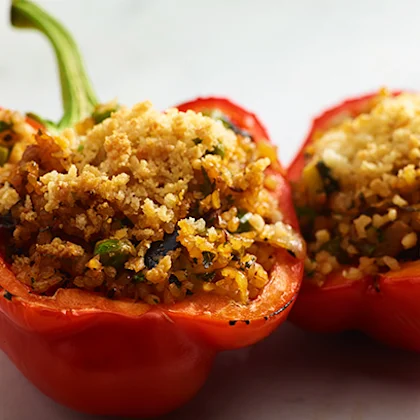 Stuffed Peppers with Bulgur Wheat and Vegetable Medley