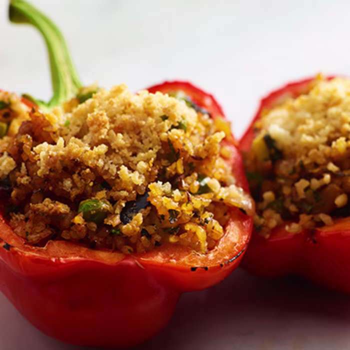 Stuffed Peppers with Bulgur Wheat and Vegetable Medley